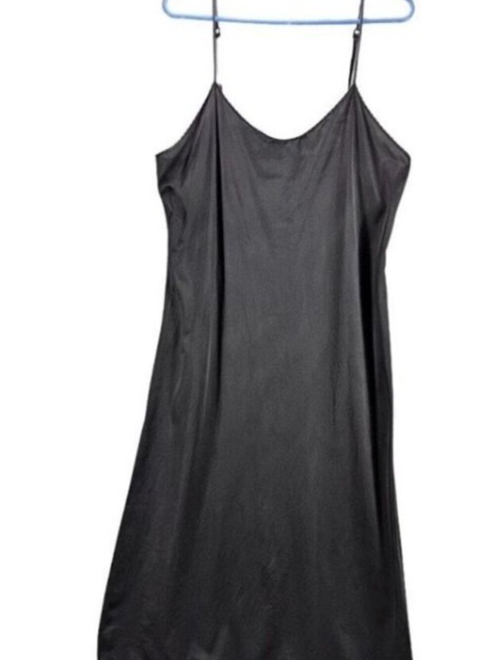 Vanity Fair Black Midi Nightgown Spaghetti Straps Size 32 Built In Bralette S - Picture 3 of 4